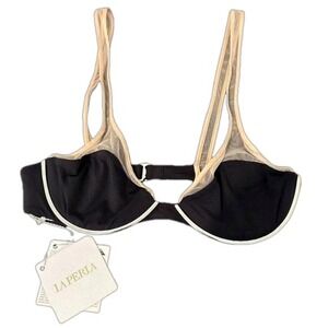 LA PERLA Black Mesh Trim‎ Wired Balconette Bra 38D Made in Italy NWT